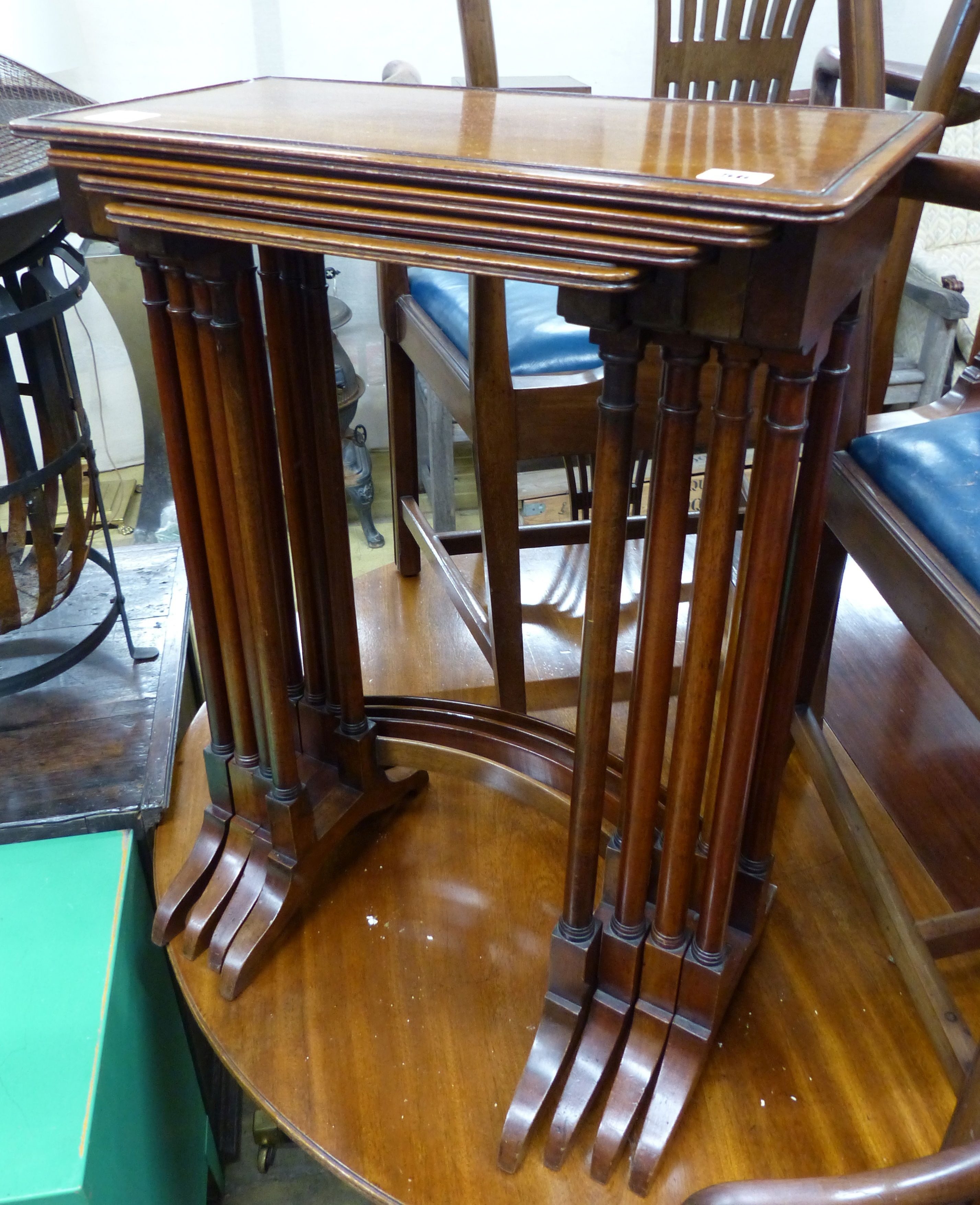 A quartetto of Edwardian rectangular mahogany tea tables, W.54cm D.28cm H.77cm